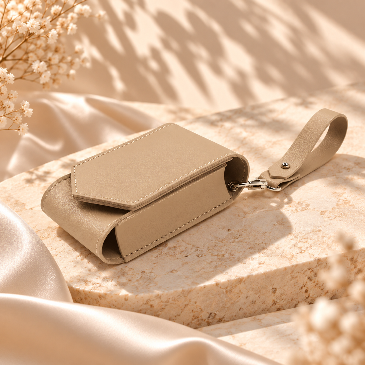 Mini Clip - Pouch with Mirror - Beige